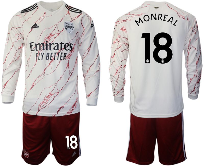 Men 2020-2021 club Arsenal away long sleeve #18 white Soccer Jerseys